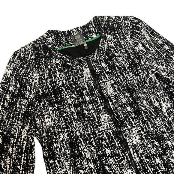 Vince Camuto‎ Women's M Blazer Jacket Black White Zip Abstract Speckled Textured - Picture 13 of 13